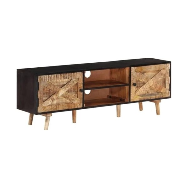 Suuim Meuble TV en Bois avec Un Grand Espace de Rangement, Centre de Divertissement, Console TV, Meuble multimédia pour Salon