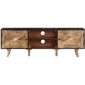 Suuim Meuble TV en Bois avec Un Grand Espace de Rangement, Centre de Divertissement, Console TV, Meuble multimédia pour Salon