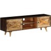 Meuble TV Salon Meuble TV Console Multimédia Meuble TV en Bois de Manguier Massif 55,1" x11,8 x17,7 pour Salon, Couloir, Entr