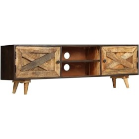 Meuble TV Salon Meuble TV Console Multimédia Meuble TV en Bois de Manguier Massif 55,1" x11,8 x17,7 pour Salon, Couloir, Entr