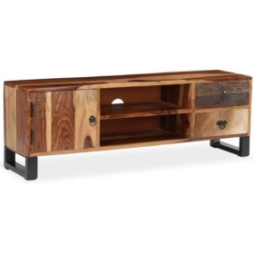 Meuble TV de Salon, Console multimédia, Meuble TV en Bois de Sesham Massif, 47,2 x 11,8 x 15,7 Pouces, pour Salon, Couloir, e