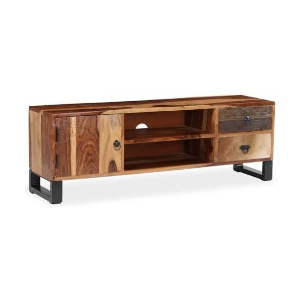 Meuble TV de Salon, Console multimédia, Meuble TV en Bois de Sesham Massif, 47,2 x 11,8 x 15,7 Pouces, pour Salon, Couloir, e