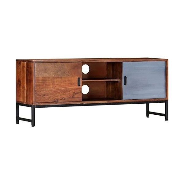 Meuble TV Meuble TV avec Rangement Salon Meuble TV Console Multimédia 47,2" x11,8 x19,2 Bois dAcacia Massif pour Salon, Coul