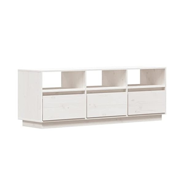 Meuble TV en Bois, Meuble TV Moderne avec Compartiment Ouvert et tiroirs, Meuble TV, Meuble TV pour Salon, Table TV, Noir 60x