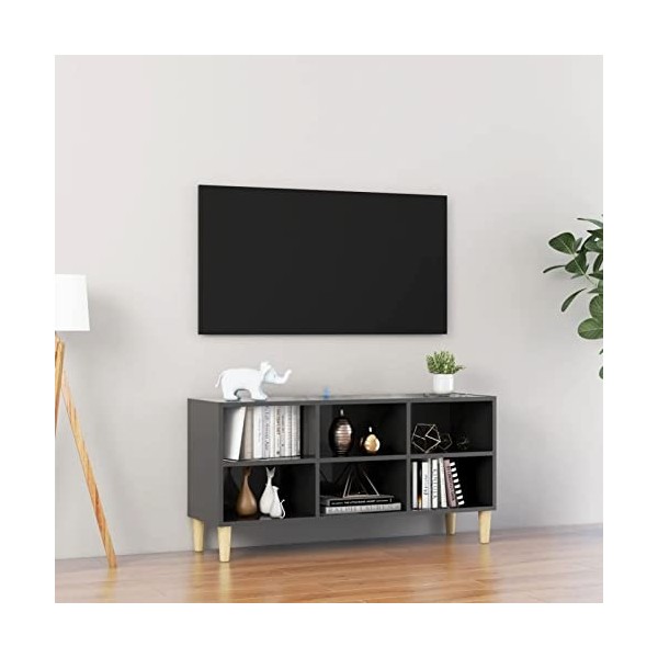Meuble TV avec Compartiments et Pieds en Bois, Meuble TV Moderne, Meuble TV, Meuble TV en Bois, Table TV pour Salon, Salle de