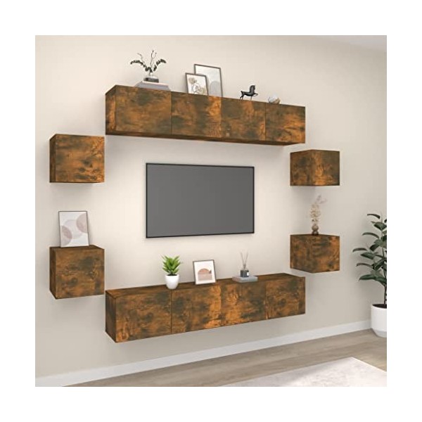 Meuble TV 8 pièces en chêne fumé
