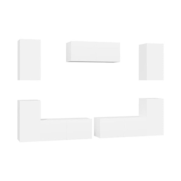 Home Hardware Businese Meuble TV 7 pièces en bois dingénierie Blanc