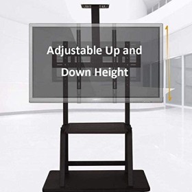 SEESEE.U Table pivotante Universelle Meuble TV en Acier Inoxydable Support de Sol pour téléviseur 12 27 Pouces Noir Petit Sup