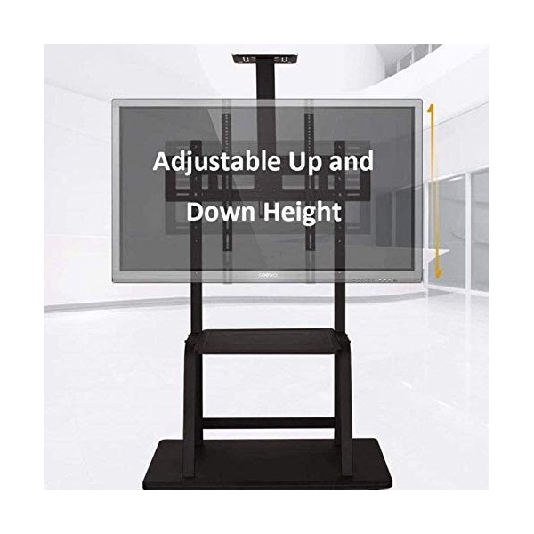 SEESEE.U Table pivotante Universelle Meuble TV en Acier Inoxydable Support de Sol pour téléviseur 12 27 Pouces Noir Petit Sup