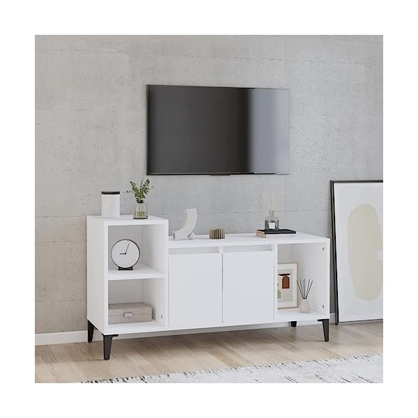 VEEKI Meuble TV, Meuble TV Suspendu, Meuble TV Industriel, Meuble TV Bois, Meuble Chambre, Convient pour Salon ou Chambre, Bl