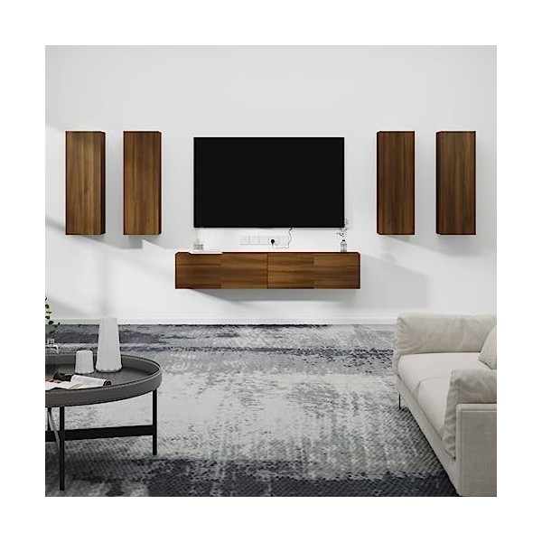 DCRAF Home Hardware Businese Meuble TV 6 pièces Chêne Marron