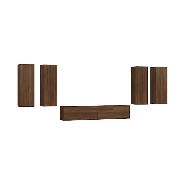 DCRAF Home Hardware Businese Meuble TV 6 pièces Chêne Marron