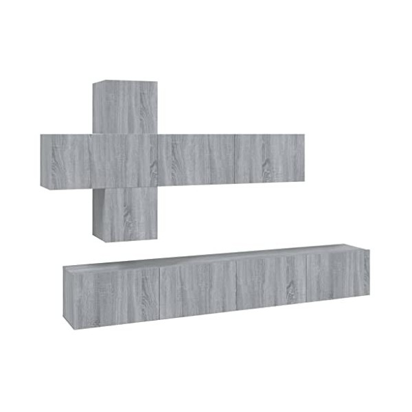 Home Hardware Businese Meuble TV 7 pièces en bois Sonoma Gris