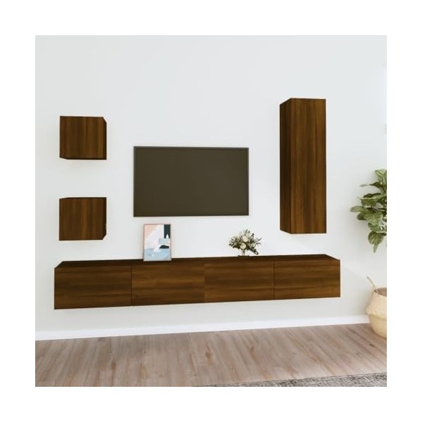 Home Hardware Businese Meuble TV 5 pièces Chêne Marron