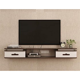 KAXGU Meuble Tv Flottant, Étagère Murale En Bois Avec Deux Tiroirs, Pour Boîte de Rangement, Console de Jeu, Composants Tv, L