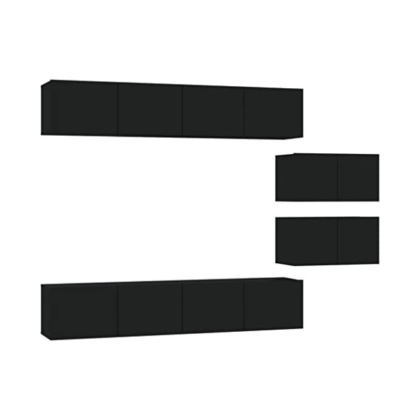 DCRAF Centres de divertissement et meubles TV, ensemble de 6 meubles TV en bois noir