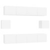 TEKEET Home Hardware Businese Meuble TV 6 pièces en bois Blanc brillant