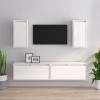 TALCUS Home Hardware Businese Lot de 4 meubles TV en pin massif Blanc