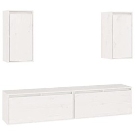 TALCUS Home Hardware Businese Lot de 4 meubles TV en pin massif Blanc