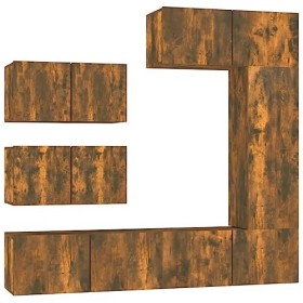 WOODEY Meuble TV 6 pièces en chêne fumé