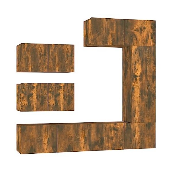 WOODEY Meuble TV 6 pièces en chêne fumé
