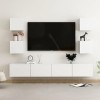 SEVSO Meuble TV 6 pièces en bois blanc brillant