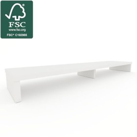 Henor Rehausse TV en Bois FSC® Double 160 x 35 x 15 cm Blanc Mat. Supporte +100 kg.