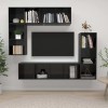 SMTSEC Meuble TV 4 pièces en bois noir brillant