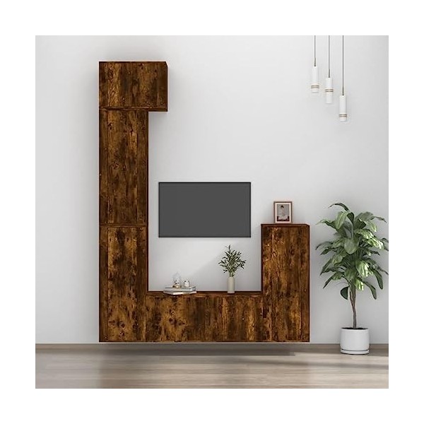 CBLDF Meuble TV 5 pièces en chêne fumé