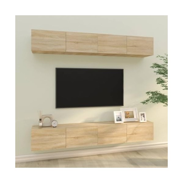 DCRAF Centres de divertissement et supports TV, meubles TV muraux 4 pièces chêne sonoma 100 x 30 x 30 cm