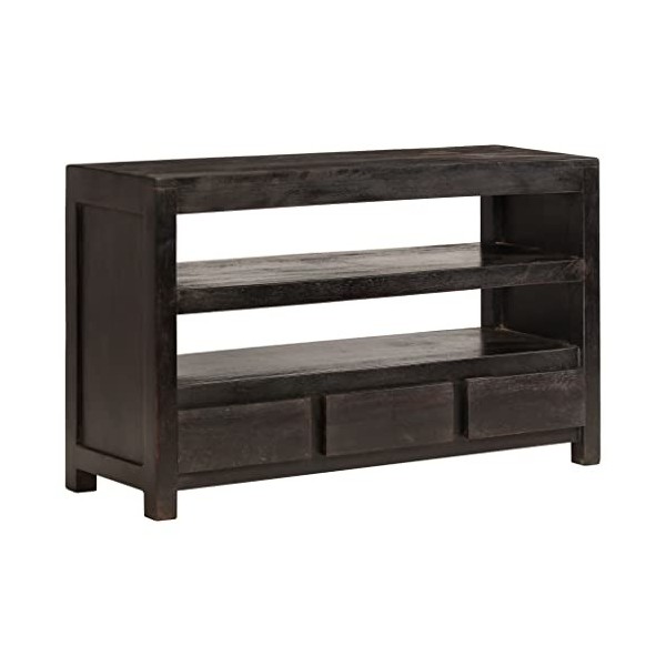 SHAPLE Meuble TV en bois dacacia massif 90 x 30 x 55 cm Marron foncé