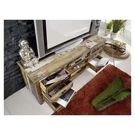 MASSIVMOEBEL24.DE Meuble TV - Bois Massif recyclé Multicolore laqué - Inspiration Ethnique - Nature of Spirit 16