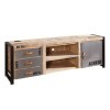 Meuble TV 200x45cm - Bois Massif de manguier Brut - Fer et Bois imprimé - Factory 133