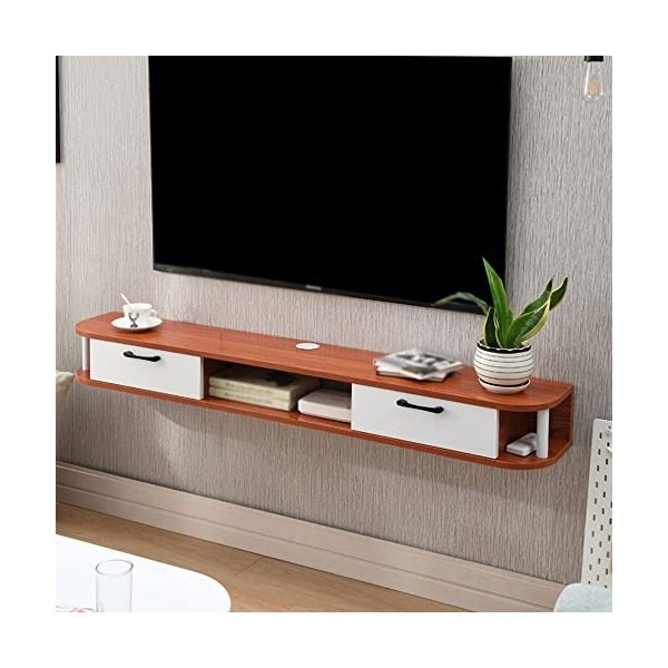 Meuble TV Flottant, Meubles TV Muraux en Bois avec Trou de Gestion des Câbles, Meuble TV Suspendu pour Petite Chambre dAppar