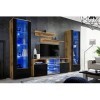 ExtremeFurniture Tower Meuble TV, Carcasse en Wotan Mat/Façade en Noir Brillant + LED Multicolores avec télécommande