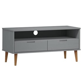 Générique Meuble TV MOLDE Gris 106x40x49 cm Bois de pin Massif,17.2 KG,350533, Meubles, Meubles TV