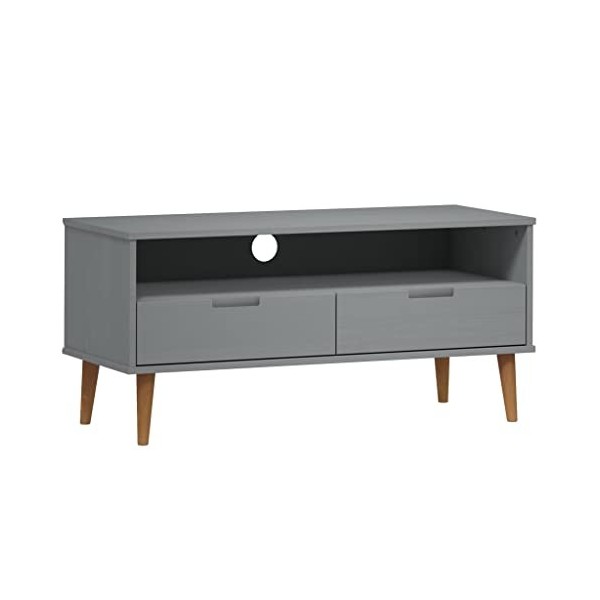 Générique Meuble TV MOLDE Gris 106x40x49 cm Bois de pin Massif,17.2 KG,350533, Meubles, Meubles TV