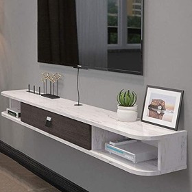 Meuble TV Flottant Meuble TV Armoire Murale Console Multimédia, Meuble TV Flottant en Bois Massif Gain de Place Support Mural