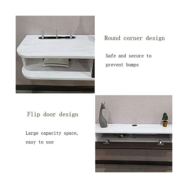 Meuble TV Flottant Meuble TV Armoire Murale Console Multimédia, Meuble TV Flottant en Bois Massif Gain de Place Support Mural