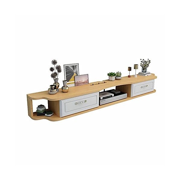 XBSXP Meuble TV, Meuble TV Flottant Simple pour Petit Appartement, unité Murale Flottante de Divertissement en Bois Massif Ma
