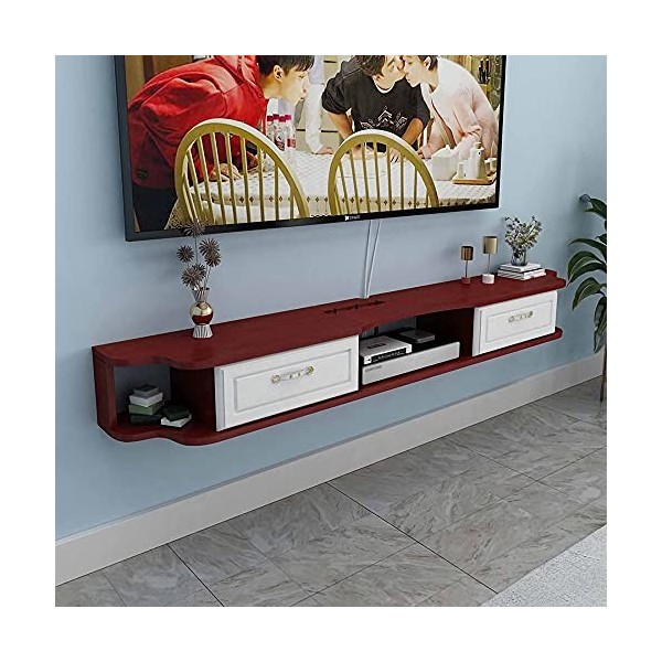 XBSXP Meuble TV, Meuble TV Flottant Simple pour Petit Appartement, unité Murale Flottante de Divertissement en Bois Massif Ma