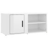 Higsose Meuble TV Salon Blanc Brillant 80x31,5x36 cm Bois dingénierie Design Tendance Armoire Multimédia Grand Espace de Ran