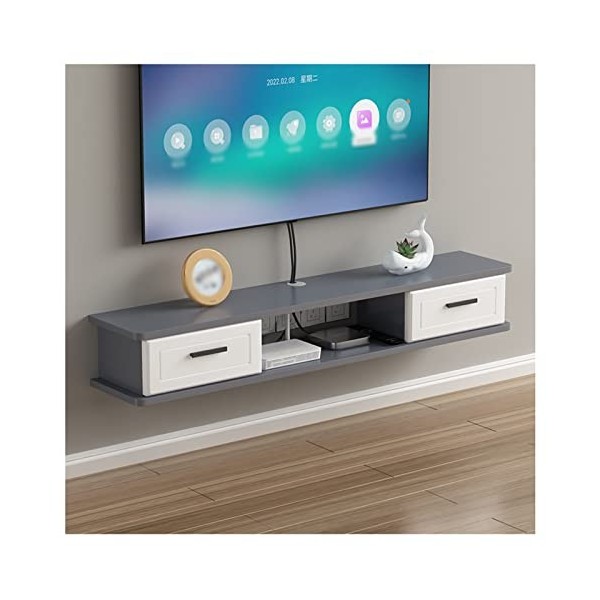 Meuble TV Mural, Meuble TV Flottant, étagères flottantes avec Porte, Grand Banc TV de Rangement, pour Le Salon et Le Bureau 