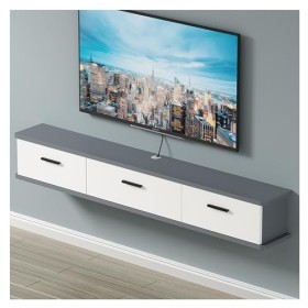 Support de Meuble TV Mural Flottant, Console multimédia Murale avec Trous de câble de Prise de Courant, Support de Rangement 