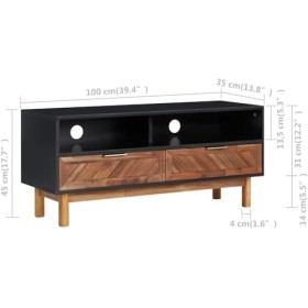 Meuble TV Salon Meuble TV Console Multimédia Centre de Divertissement avec Meuble de Rangement 39,4" x13,8 x17,7 Bois dacaci