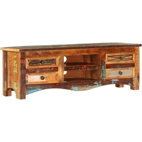 Suuim Meuble TV de Salon Meuble TV Console multimédia Meuble TV en Bois 47,2" x11,8 x15,7 Bois de récupération Massif pour Sa