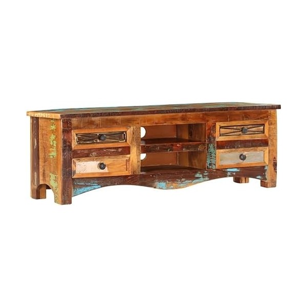 Suuim Meuble TV de Salon Meuble TV Console multimédia Meuble TV en Bois 47,2" x11,8 x15,7 Bois de récupération Massif pour Sa