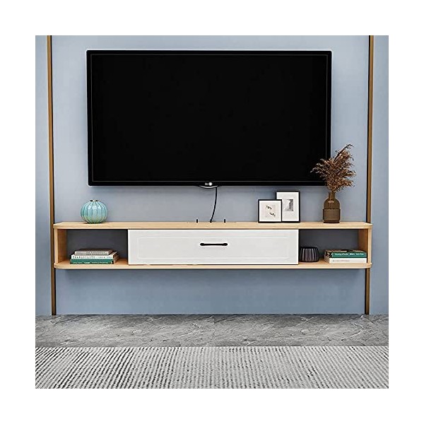 XBSXP Centre multimédia Mural, Meuble TV Flottant de Grande capacité avec tiroir, Console de Divertissement pour unité de tél