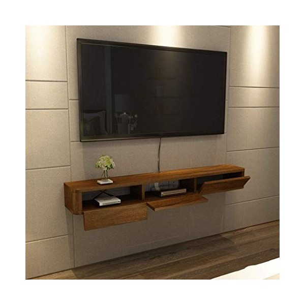 FHKBB Meuble TV Flottant Mural Console multimédia Armoire de Rangement Moderne avec Portes coulissantes Console TV de Salon É