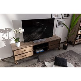 Meuble TV Industriel - Bois Massif de manguier laqué Marron - Heavy Industry 231